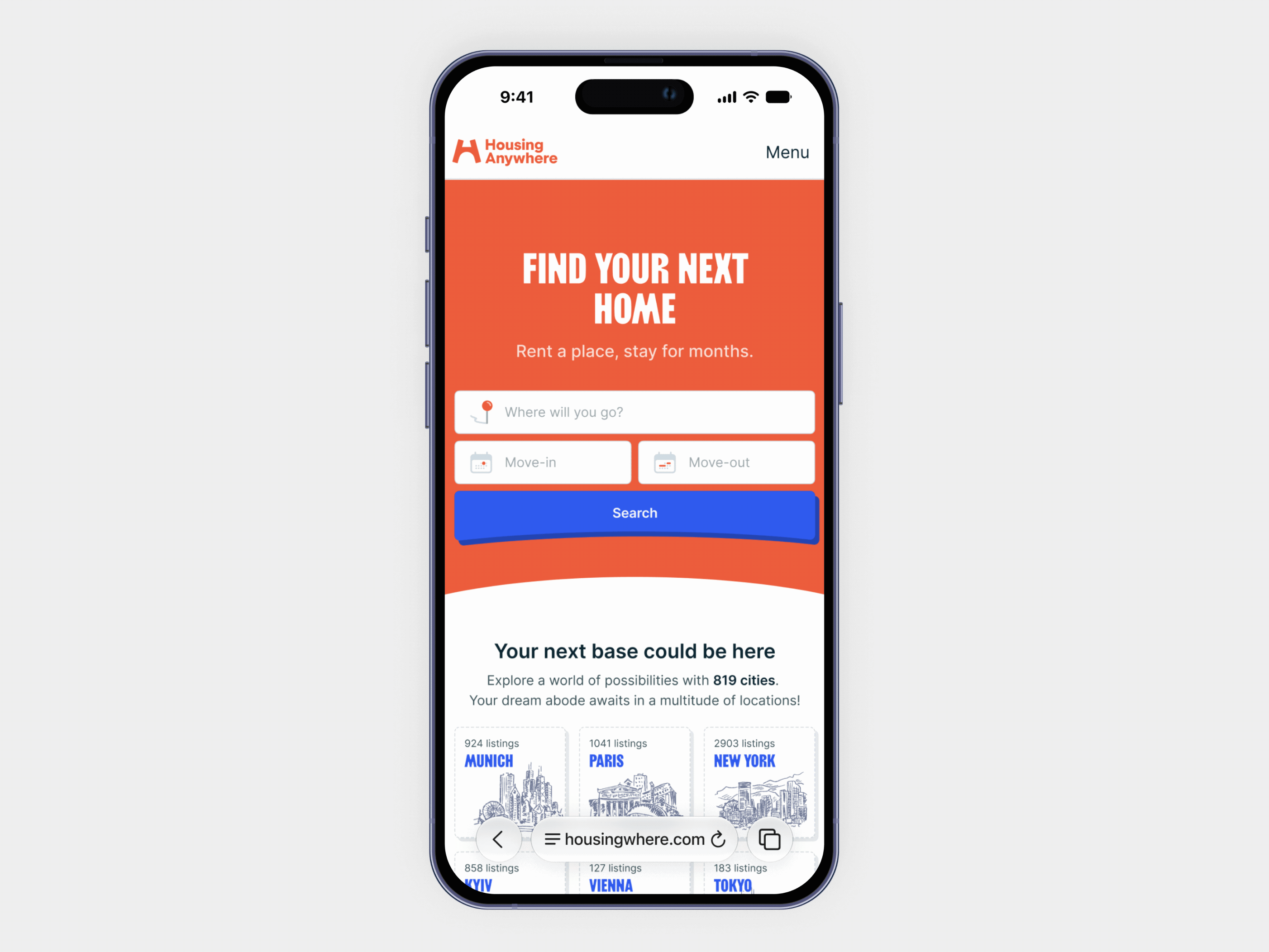 Housing Anywhere mobile product animation