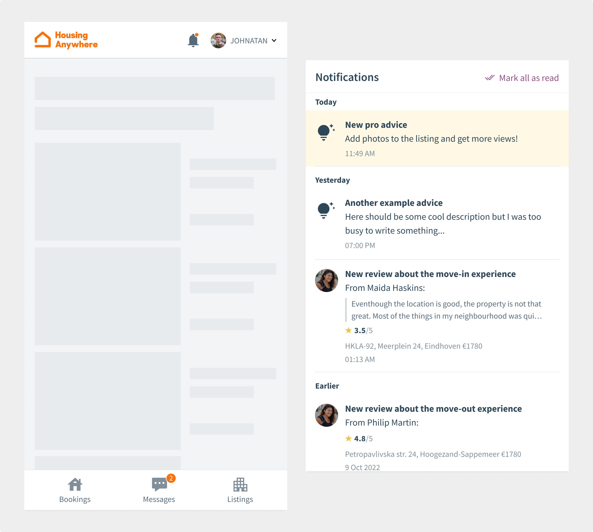 Housing Anywhere product screen