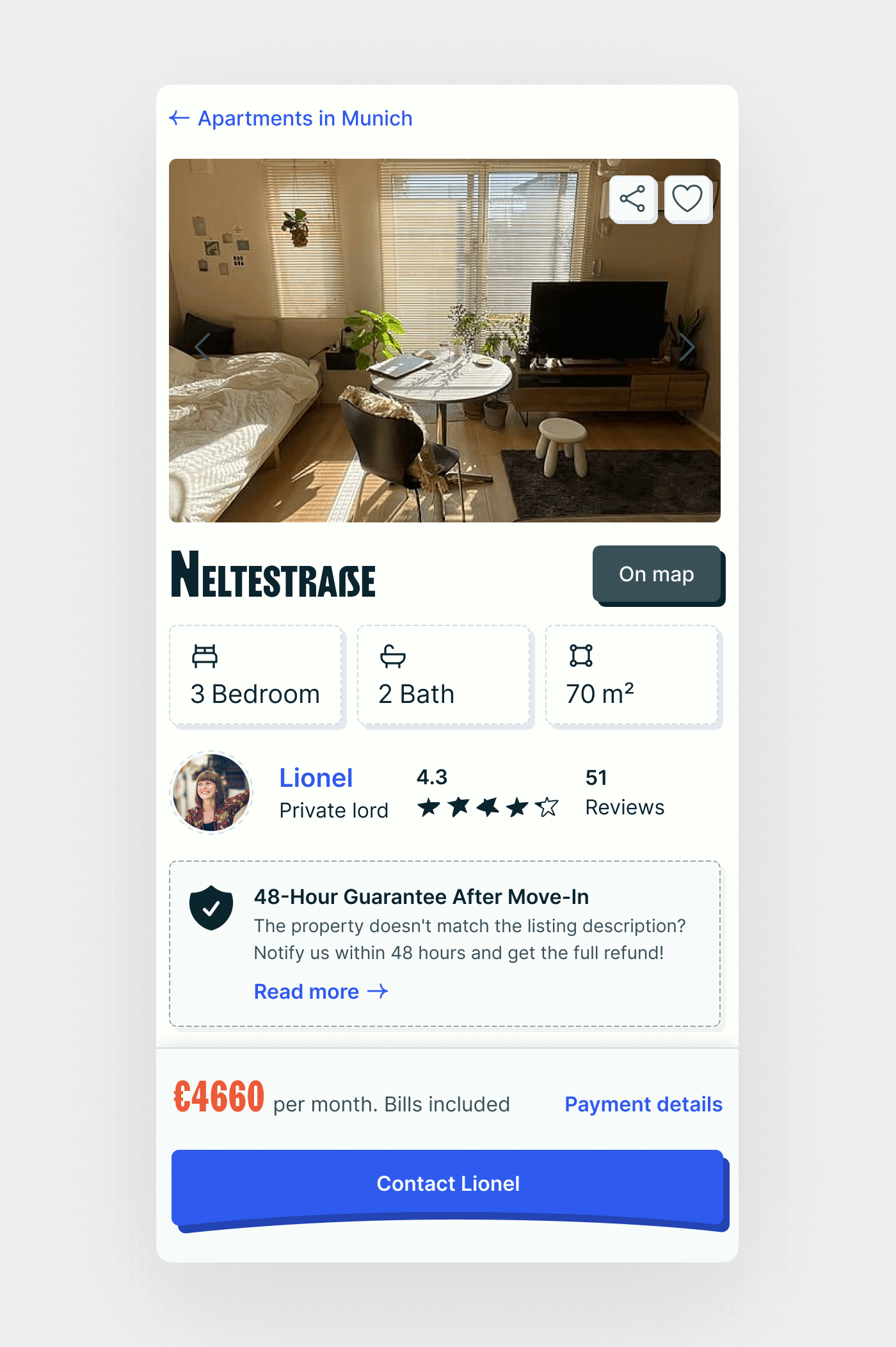 Housing Anywhere apartment page animation