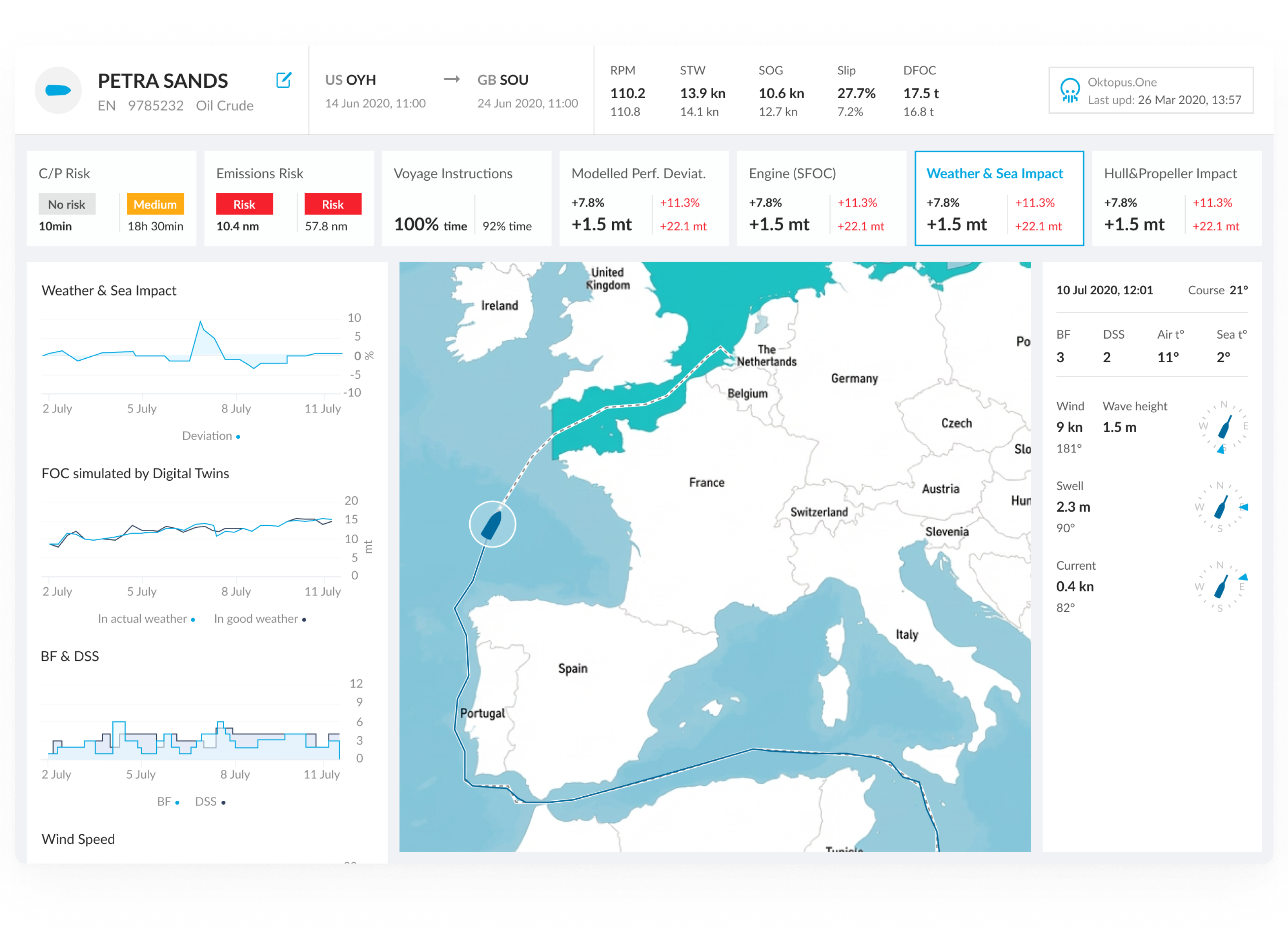 Final Voyage Monitor map view with vessel routes and event context